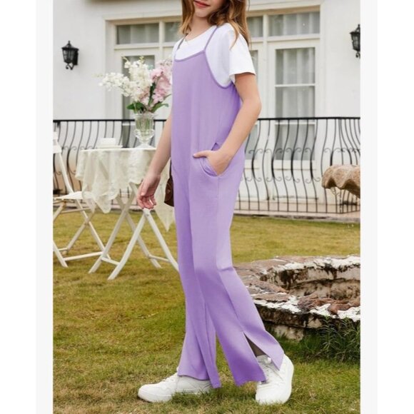 Girls 2025 Fashion Sleeveless Jumpsuit Kids Strap Pockets Romper Size 12-13 Yrs - Picture 4 of 11